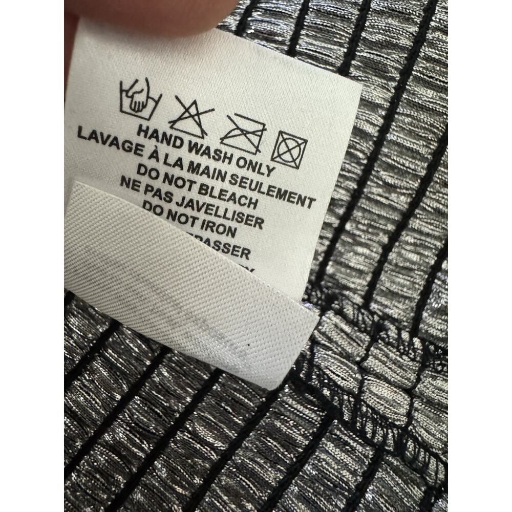 Retrofete Mini Dress Smocked Silver/Gunmetal XS Ruffle Metallic Party - Picture 12 of 12